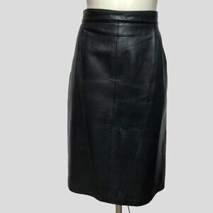 Elegant Black Leather A-Line Skirt